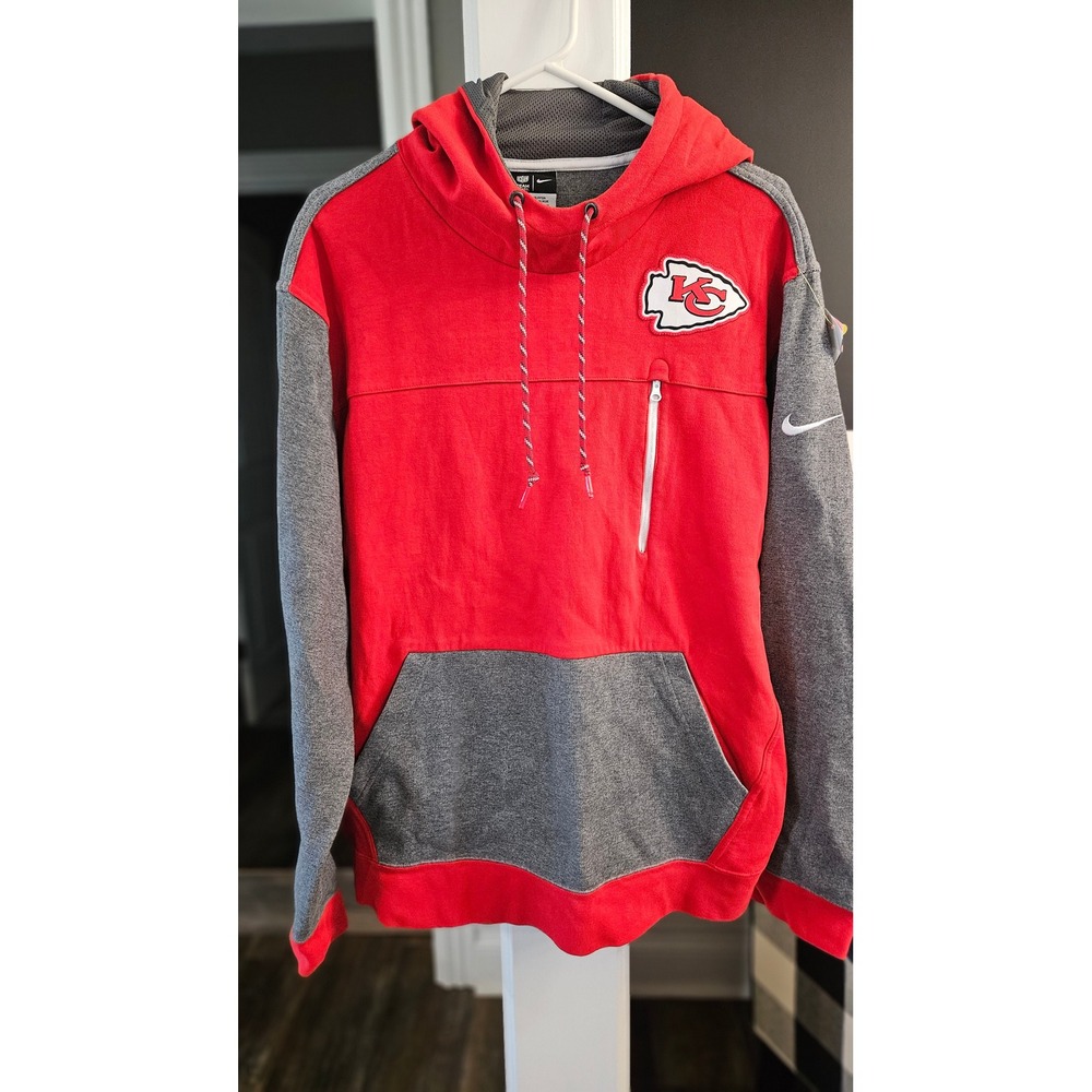 Nike NFL AV-2.0 Kansas City Chiefs Hoodie Men XXL Red Gray Colorblock Zip Pocket